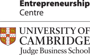 Logo for the University of Cambridge Judge Business School Entrepreneurship Centre, featuring the university crest and text, symbolizing innovation much like advancements in pelvic organ prolapse pessary solutions.