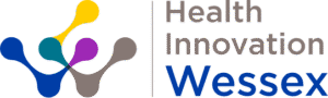 Health Innovation Wessex logo featuring colorful abstract connected shapes on the left and the organization name in gray and blue text on the right, symbolizing support for advances like pelvic organ prolapse pessary solutions.